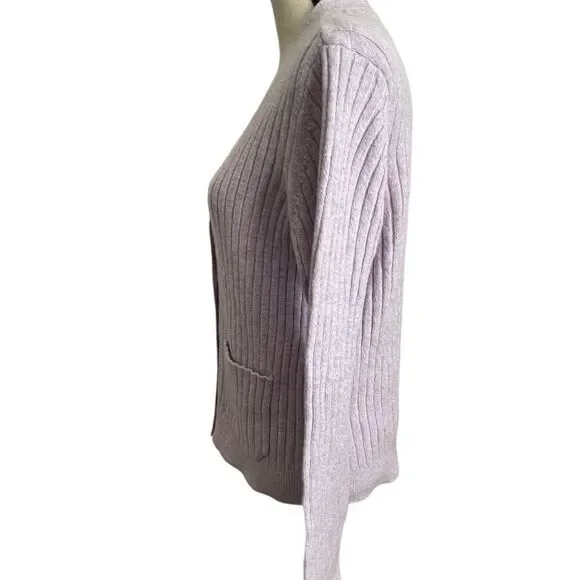LOFT Cardigan Front Pockets V-neck Lavender Medium - Picture 2 of 3